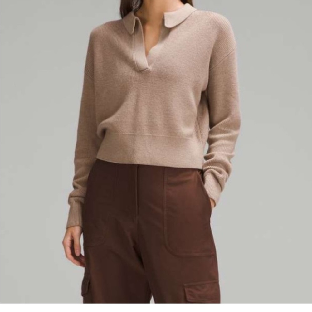 Collared Merino Wool Blend Sweater